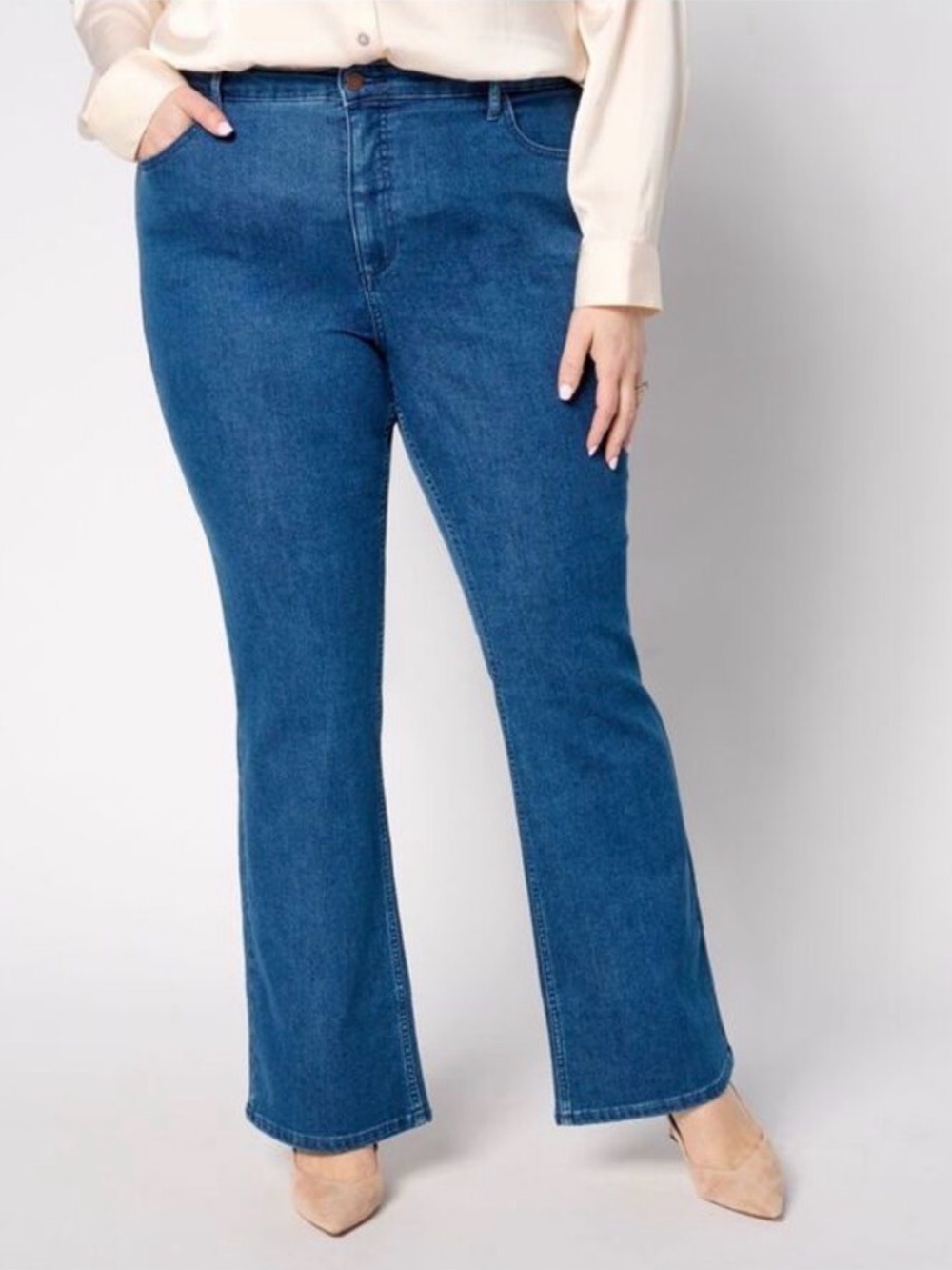 BEAUTIFUL by Lawrence Zarian Denim Baby Bootcut Stretch Jeans NWT 16 #2745